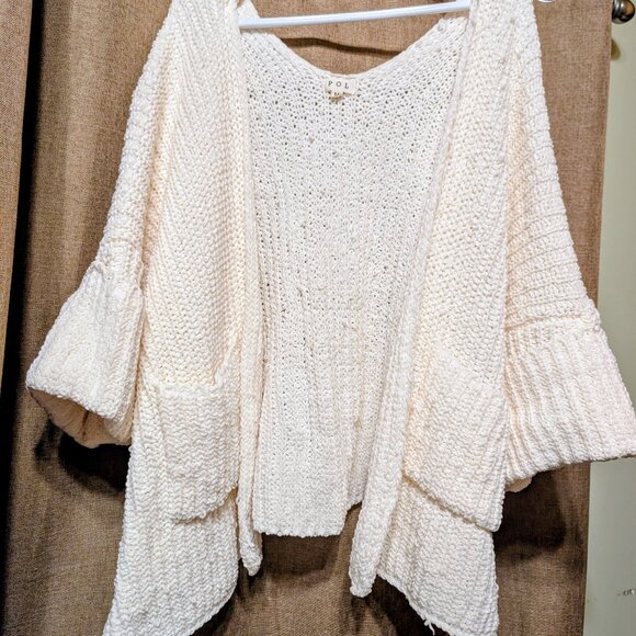 POL Boho Chunky Oversized Open Knit Cardigan - Cream White colored - Picture 3 of 6